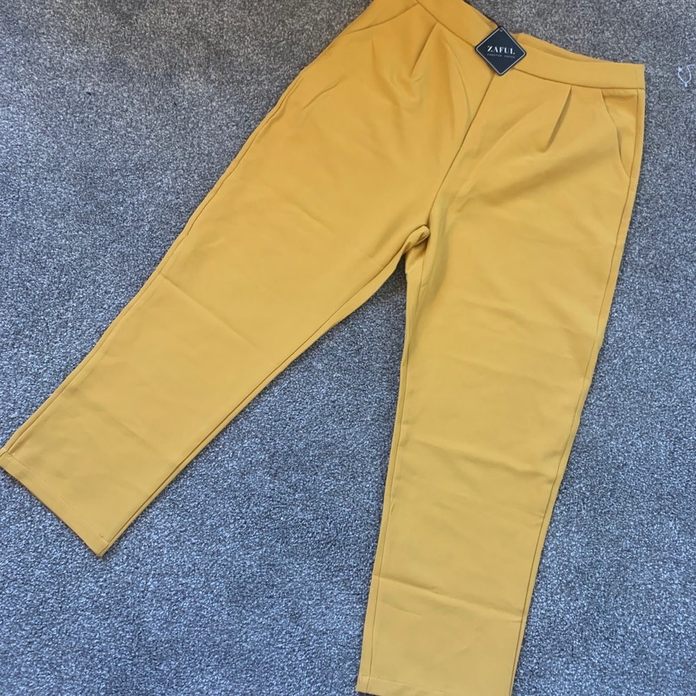 Zaful Solid High Waisted Straight Pants